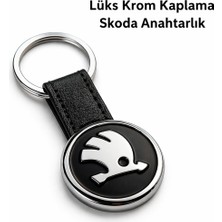 SAVEK Premium Skoda Anahtarlık Krom Kaplama Oto Anahtarlık Metal Gövde Skoda Araba Aksesuar