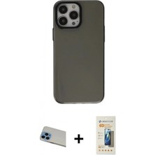 İlk El Grup Pilelistore™ iPhone 13 Pro Max Kılıf Zirve Doku Koleksiyonu - Siyah 6d Mat Seramik Hayalet Nano Ekran Koruyucu + Rainbow Kamera Lens Koruma Cam - Mı