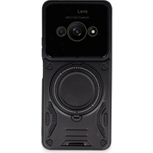 Zenvia Mey Ithalat®   Poco C61 Kılıf Joy Lens Standlı Kapak - Siyah