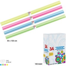 3A Defter ve Kitap Kabı Buzlu Şeffaf Renkli 40X150 cm 10 Adet