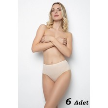 Tutkun Kadın 6'lı Paket Ten Pamuklu Likralı Yüksek Bel Bato Külot