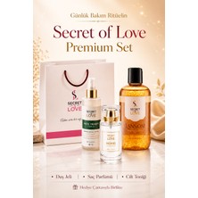 Secret of Love Premium Bakım Seti Pirinç Mayalı Tonik Saç Parfümü Duş Jeli Hediye Çantalı - Secret Güzellik Seti