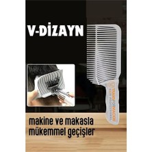 MertUS Hsnet Kuaför Berber V Dizayn Kavisli Kontur Kesim Tarağı  - DUP1565-9602