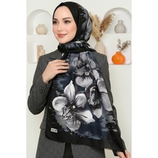 Hadiora Kadın Siyah Orkide Desenli Soft Şal