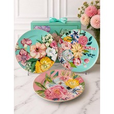Rossev Porselen Servis Tabak 6'lı 27CM Full Bloom