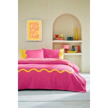 Özdilek Rf -Neon Wave Pembe- Lastikli Çarşaflı Çift Kişilik Pike Takımı
