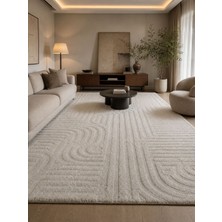 Ruha Home Beyaz Peluş Halı 6 M² – Ultra Yumuşak Dokulu, Kaymaz Tabanlı, Modern Salon ve Yatak Odası Halısı
