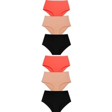 Berrak Kadın Beyaz Ribana Biyeli Bikini Külot 2064 6'lı Paket