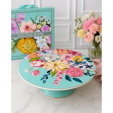 Rossev Porselen Ayaklı Kek Standı Yuvarlak Full Bloom