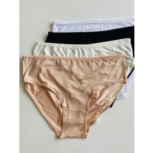 Fine Kids Kadın  %100 Pamuklu Ribana Geniş Bel Ince Lastikli Bato Külot 4'lü Paket