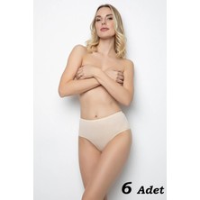 Tutkun Kadın 6'lı Paket Ten Pamuklu Likralı Yüksek Bel Bato Külot