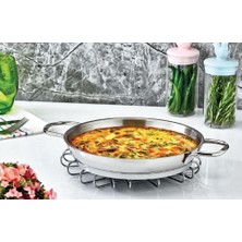 Safinox 22x3.5 cm İtalyan Omlet Sahan Paslanmaz Çelik Gümüş Renkli Ergonomik Tasarım