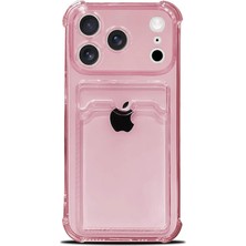 Cayk iPhone 17 Pro Uyumlu Kamera Korumalı Kartlıklı Köşeleri Airbag Tasarımlı Darbe Önleyici Pembe