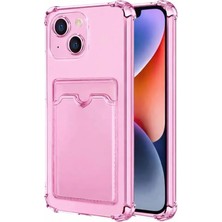 Cayk iPhone 15 Uyumlu Kamera Korumalı Kartlıklı Köşeleri Airbag Tasarımlı Darbe Önleyici Pembe