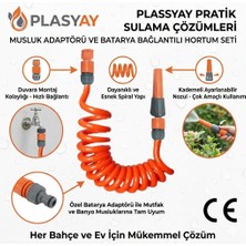 Plasyay Spiral Yıkama Sulama Hortumu ve 2 Fonksiyonlu Lans Başlıklı Set Turuncu