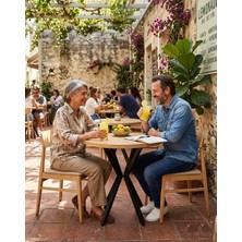 HOLLKA Mutfak Cafe Balkon Bahçe Restoran Yemek Masası 70X70 Metal Ayak Kalınlaştırmalı
