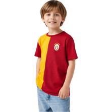 Galatasaray Parçalı Sarı-Kırmızı 5 Yıldız Çocuk T-Shirt