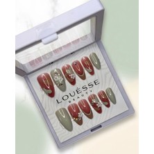 Louesse Beauty Louésse Olive Bloom Takma Tırnak Seti 12’li  Yeşil Nude Çiçek Detaylı Şık Model