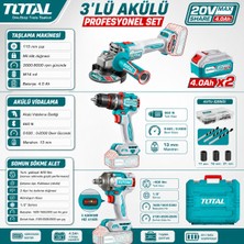 Total TOSLI241291E 3'lü Darbeli Matkap Taşlama Somun Sökme Üçlü Set Kablosuz Kullanım 20 V 4.0 Ah Batarya