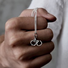 Ebrar Silver Gümüş Kelepçe Kolye 925 Ayar Gümüş Kelepçe Figürlü Unisex Kolye