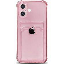 Cayk iPhone 17 Uyumlu Kamera Korumalı Kartlıklı Köşeleri Airbag Tasarımlı Darbe Önleyici Pembe