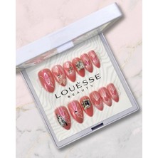Louesse Beauty Louésse Blush Butterfly Glam Takma Tırnak 12’li  Pembe Kelebek Taşlı Parlak Nail