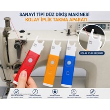 İplixa Sanayi Tipi Düz Dikiş Makinesi Iplik Takma Aparatı | Kolay Iplik Geçirme Cihazı 1 Adet gönderilir (Kırmızı-Mavi-Turuncu)