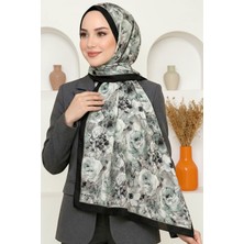 Hadiora Kadın Siyah Açık Mint Gül Desenli Soft Şal