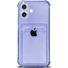 Cayk iPhone 16 Uyumlu Kamera Korumalı Kartlıklı Köşeleri Airbag Tasarımlı Darbe Önleyici Mor