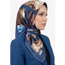 Hadiora Kadın Mavi Soyut Desenli Kristal Eşarp