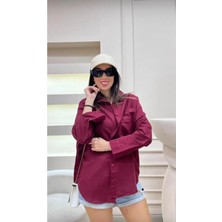 Larisa Collection Kadın Oversize Tek Cepli Keten Gömlek