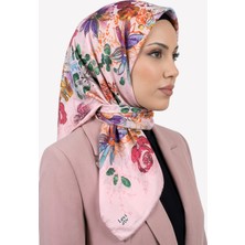 Hadiora Kadın Açık Pembe Çiçek Desenli Kristal Eşarp