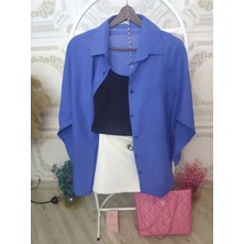 Larisa Collection Oversize Tek Cepli Keten Gömlek