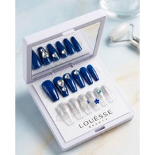 Louesse Beauty Louésse Royal Blue Glow Takma Tırnak 12’li  Lacivert Parlak Taşlı Mirror Glow Nail