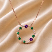 Cecilia Jewellery Cecilia Jewellery, Gökkuşağı Kolye, Zirconia Renkli Taşlı Kolye, 18 Ayar Altın Kaplama Kolye, 925 Ayar Gümüş Kolye,zirconia Ametist Kolye, Zirconia Zümrüt  Kolye