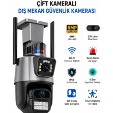 Qasul 8 mp 4K Full Hd Çift Lensi Alarmlı Su Geçirmez Dış Mekan Güvenlik Kamerası
