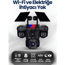 Invicta 4Lensli SIM+ E-SIM Çalışan Güneş Enerjili Akıllı Kamera,IP66, 512GB SD Kart Destekli,Wi-Fi ve Elektriğe İhtiyaç Yok