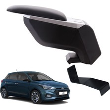 3 Tıkla Gri-Siyah Hyundai I20 2021 Delmesiz Çelik Ayaklı Kolçak Kol Dayama