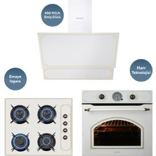 Kumtel Rustik Bej Cam Ankastre Set (DA6-835 Davlumbaz KO-40 TAHDF Ocak B66-SF2 Fırın)