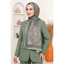 Hadiora Kadın Çağla Yeşili Mandala Desenli Organik Pamuk Soft Şal