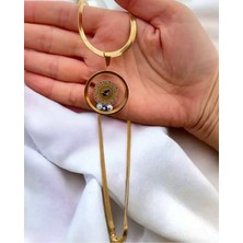 Stainless Stell Çeyrek Altın Uyumlu Nazar Detaylı Kuyumcu Model Kolye