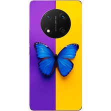 Le Balvo Honor Magic 7 Lite Uyumlu Mor Sarı Kelebek Baskılı Silikon Kılıf