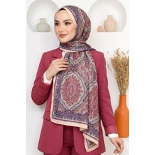 Hadiora Kadın Bej Pembe Mandala Desenli Organik Pamuk Soft Şal
