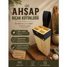 Russet Masif Kütüklük, Kasap Ahşap Bıçak Kütüklüğü Bel Tipi, Kurban Bıçağı Koruma Kabı 4 Gözlü