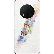 Le Balvo Honor Magic 7 Lite Uyumlu Yağlı Boya Kediler Baskılı Silikon Kılıf