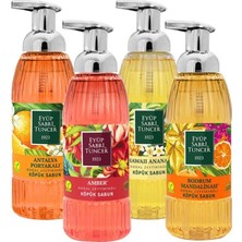 Eyüp Sabri Tuncer Zeytinyağlı Köpük Sabun Seti 500 ml Doğal İçeriklerle Amber, Hawaii Ananas, Antalya Portakalı, Bodrum Mandalinası