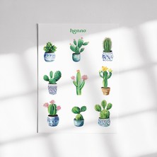 Henno Kaktüs Temalı Sticker Seti (1 Adet A6) | Ajanda, Defter, Bullet Journal, Planlayıcı Çıkartma