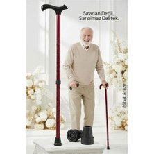 Mey Ithalat® Yükseklik Ayarlanabilir Bordo Metal Baston - 7 Kademe Ayarlı Ergonomik Denge Desteği +