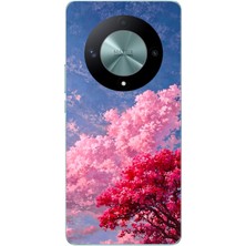 Le Balvo Honor X9B Uyumlu Kırmızı Pembe Ağaçlar Baskılı Silikon Kılıf