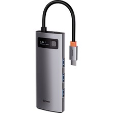 Baseus Metal Gleam Series 5in1 Type-C Hub Adaptör Çoklayıcı CAHUB-CX0G 3 USB Port ile Hızlı Bağlantı